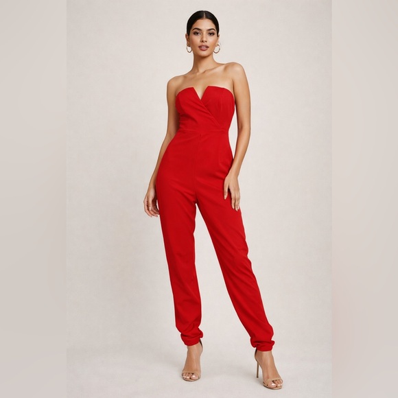Trixxi Pants - Trixxi XL Strapless Red Sweetheart Jumpsuit